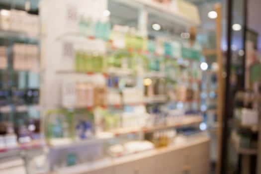 Beauty and cosmetic shop abstract defocused blur background photo