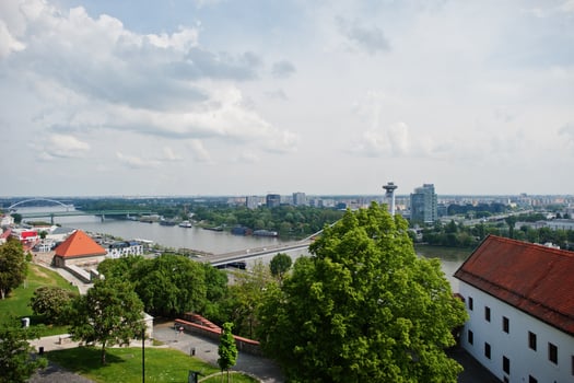 Street of view Bratislava bridge, Slovakia. photo