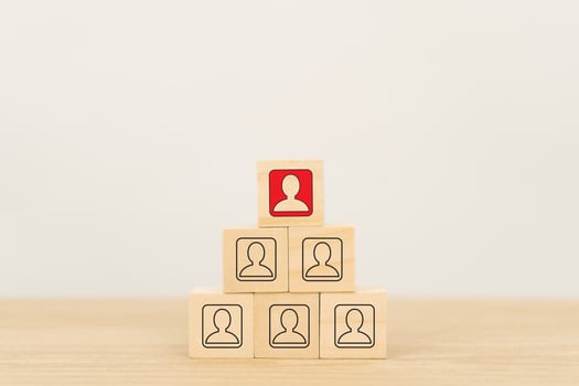 wooden cube block and  business team leader concept photo