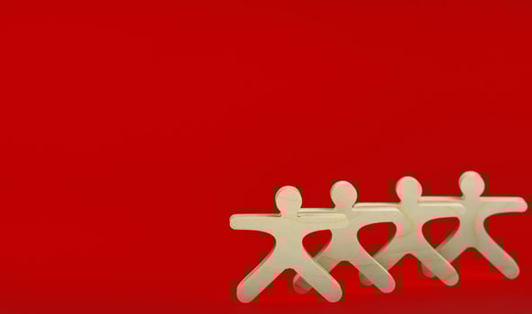Business team people stand together, first their leader. Brainstorming concept photo