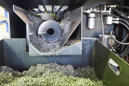 auger and metal turnings from lathe machine photo
