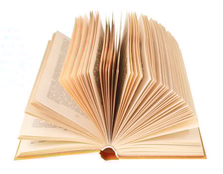 open book isolated on white background photo