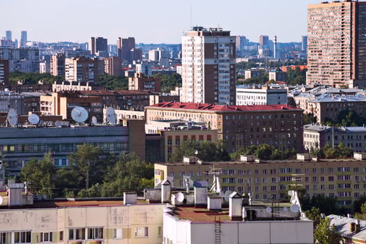 urban panorama with residential houses photo