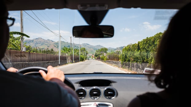 driving a car in country region in Sicily photo