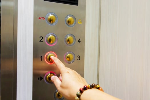 hand touch button in elevator photo