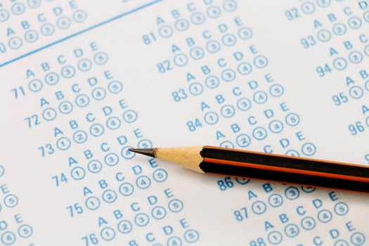 pencil on answer sheet photo