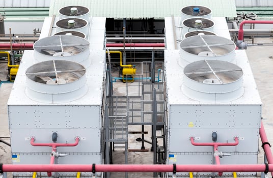 Cooling water tower on rooftop industry plant photo