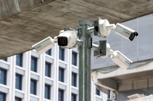 Outdoor CCTV on pole in city photo