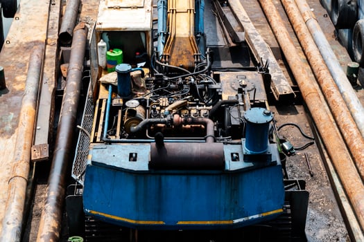 Top view backhoe tractor engine photo
