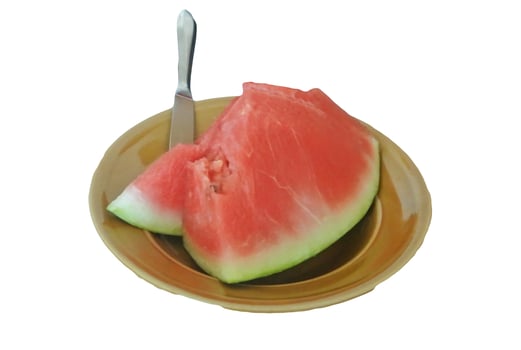 juicy ripe watermelons in plates, Belgrade Serbia-15.9.2022 photo