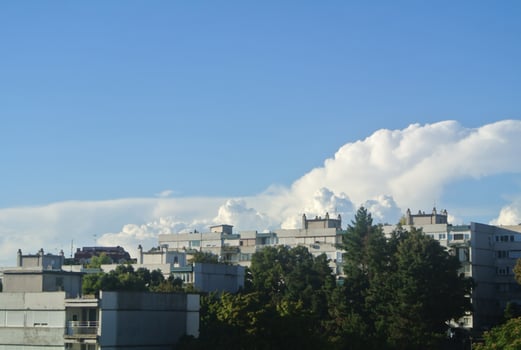 beautiful skies and clouds above buildings in the city, Serbia, Belgrade 15.9.2022 photo