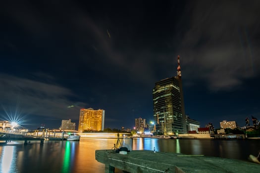 Chao Phraya River view at night photo