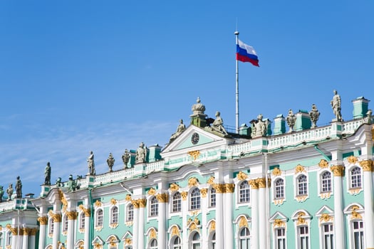 Russian state flag on Winter Palace, Saint Petersburg, Russia photo