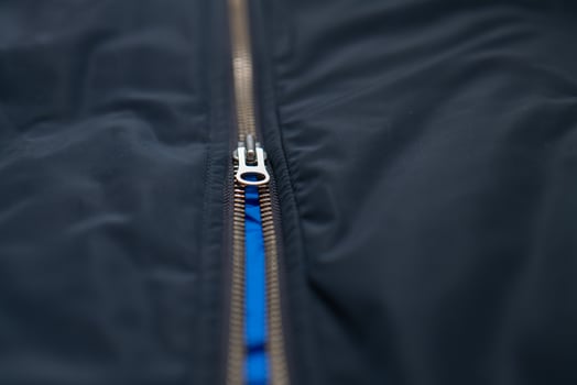 Jacket zipper. metal zip fastened. photo