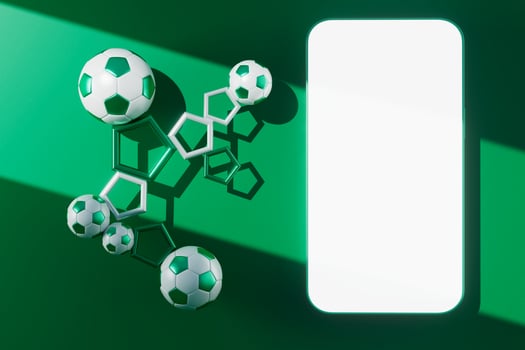 football balls object, sport ball design, football element concept, 3d illustration, abstract football technology, 3d realistic render, green grass field , online sport live, casino sport business photo