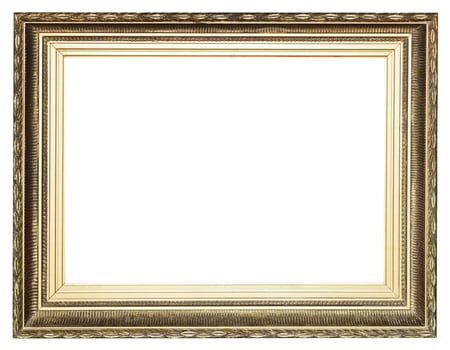 big wide golden ancient wooden picture frame photo
