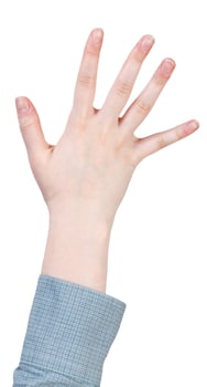 five account by fingers - hand gesture photo