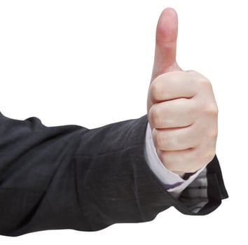 front view of thumbs up sign - hand gesture photo