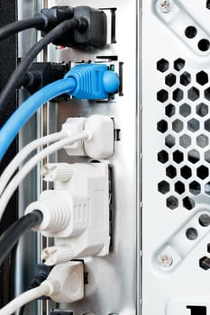 many cables and connectors of computer photo