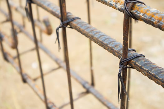 New House building construction site with rebar steel to reinforced concrete photo