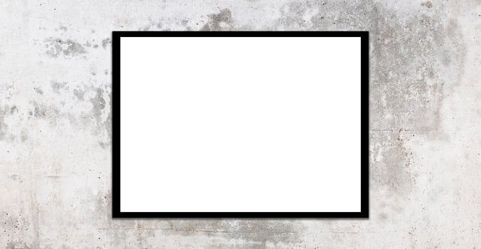 Mockup white picture frame on gray loft wall background with clipping path photo