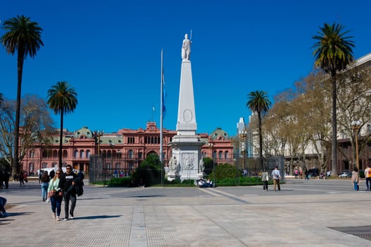 Buenos Aires, Argentina. September 04, 2022. May Square Plaza de Mayo and the Pink House Casa Rosada also known as Government House Casa de Gobierno photo