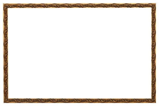 baroque style narrow picture frame with cut out canvas isolated on white background photo