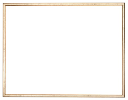 narrow golden picture frame with cut out canvas photo