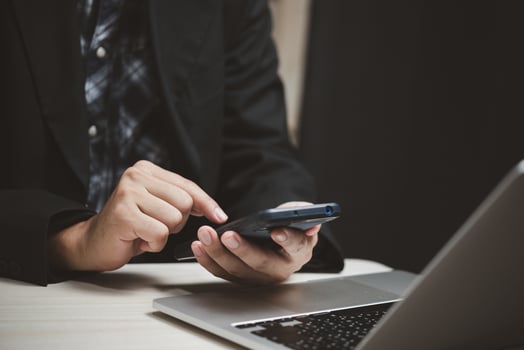 mobile online office smartphone cyberspace network businessman work communication modern typing wireless photo