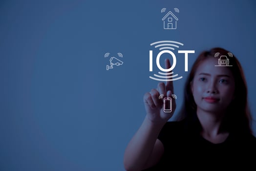 IoT theme with girl holding IoT message photo