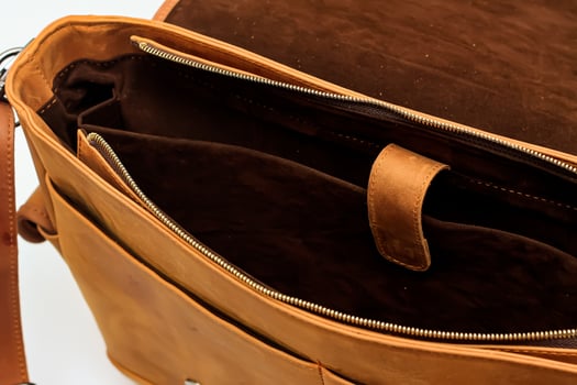 Detail of the bag made of leather. photo