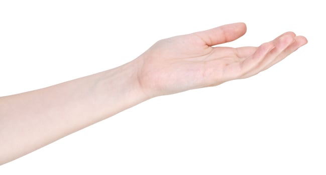 mercy hand gesture isolated on white photo