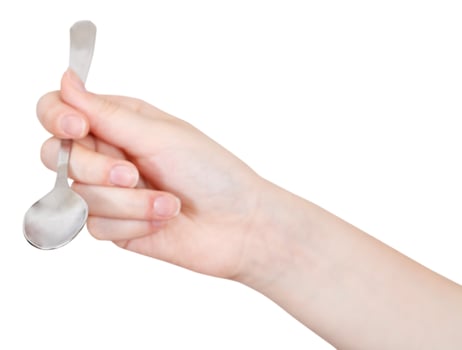 hand with empty teaspoon isolated photo