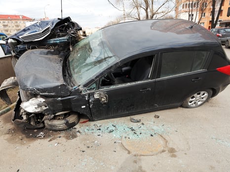 car broken during road accident photo