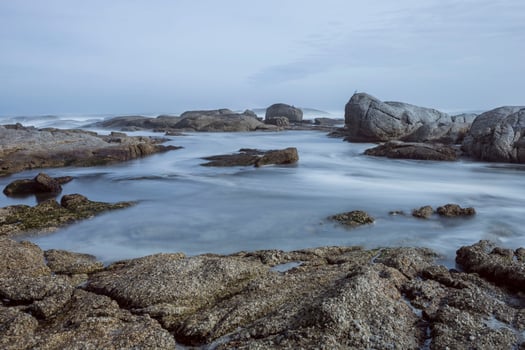 Long exposure seascape at the beach photo