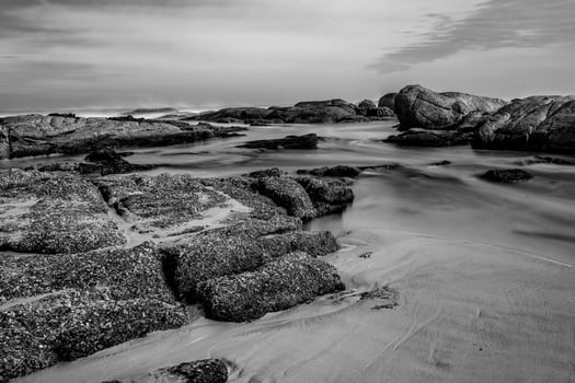 Long exposure seascape at the beach photo