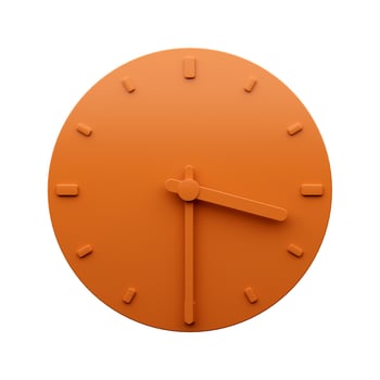 Minimal Orange clock 3 30 Half past Three o'clock abstract Minimalist wall clock 15 30 3d Illustration photo