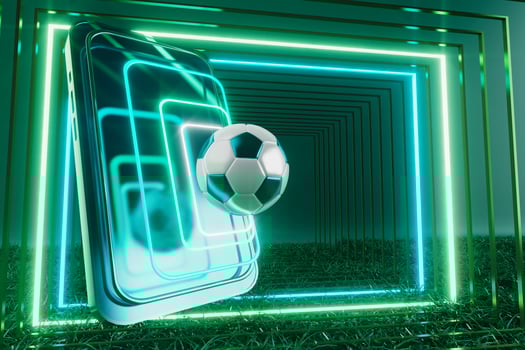 football balls object, sport ball design, football element concept, 3d illustration, abstract football technology, 3d realistic render, green grass field , online sport live, casino sport business photo