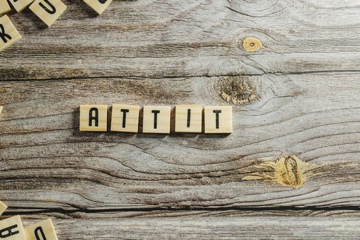 Attitude Word In Wooden Cube photo