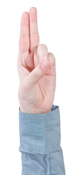 two fingers salute - hand gesture photo