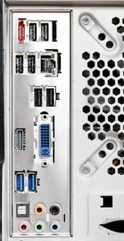 motherboard connectors on back of computer photo