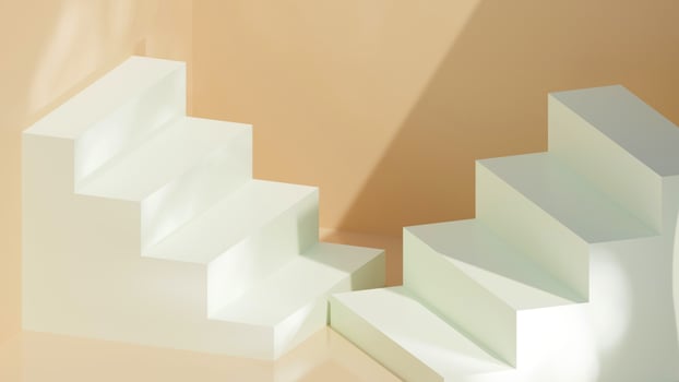 Product display podium with shadow nature leaves on Brown background. 3D rendering. photo