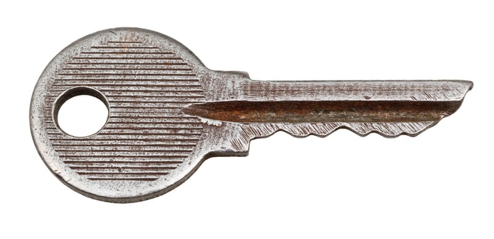 old rusty steel door key photo