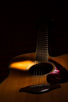 Acoustic guitar on black background photo