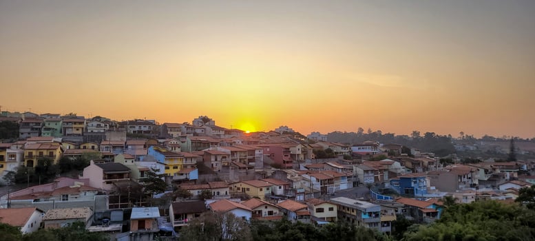 colorful sunset in the interior city with a view of the urban landscape of Brazil photo