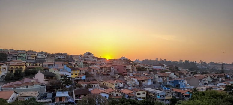 colorful sunset in the interior city with a view of the urban landscape of Brazil photo