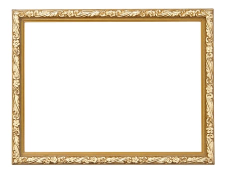 Gold picture frame isolated on white background photo