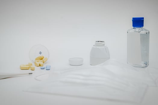 Novel coronavirus 2019-nCoV, MERS-Cov middle East respiratory syndrome. Protective medical mask and medicines, pills against the virus. Wuhan pneumonia virus, Dangerous Chinese Novel virus COVID-19, photo