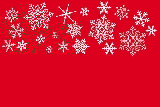 Snow red background. Background with snowflake, Christmas celebration concept. photo