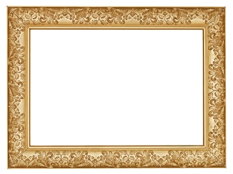 ancient golden carved wide wooden picture frame photo